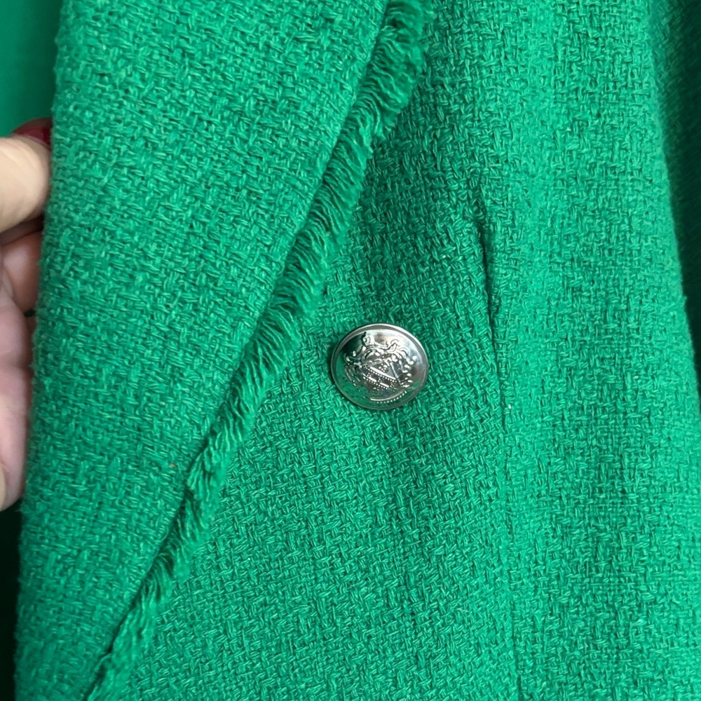 Saks Fifth Green Tweed Double-Breasted Women's Jacket - Picture 4 of 11